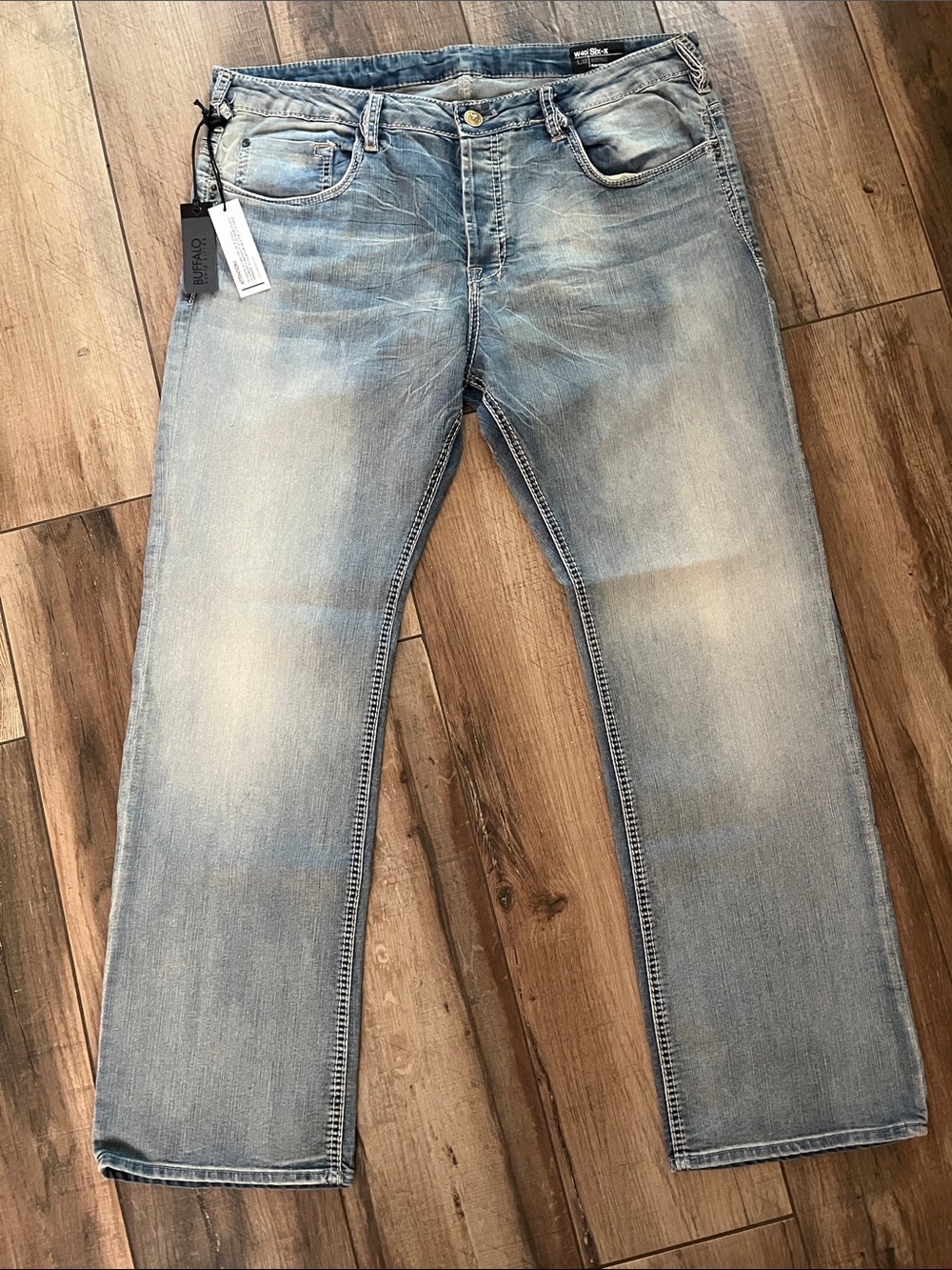 Buffalo David Bitton Faded Light Blue Straight Jeans
